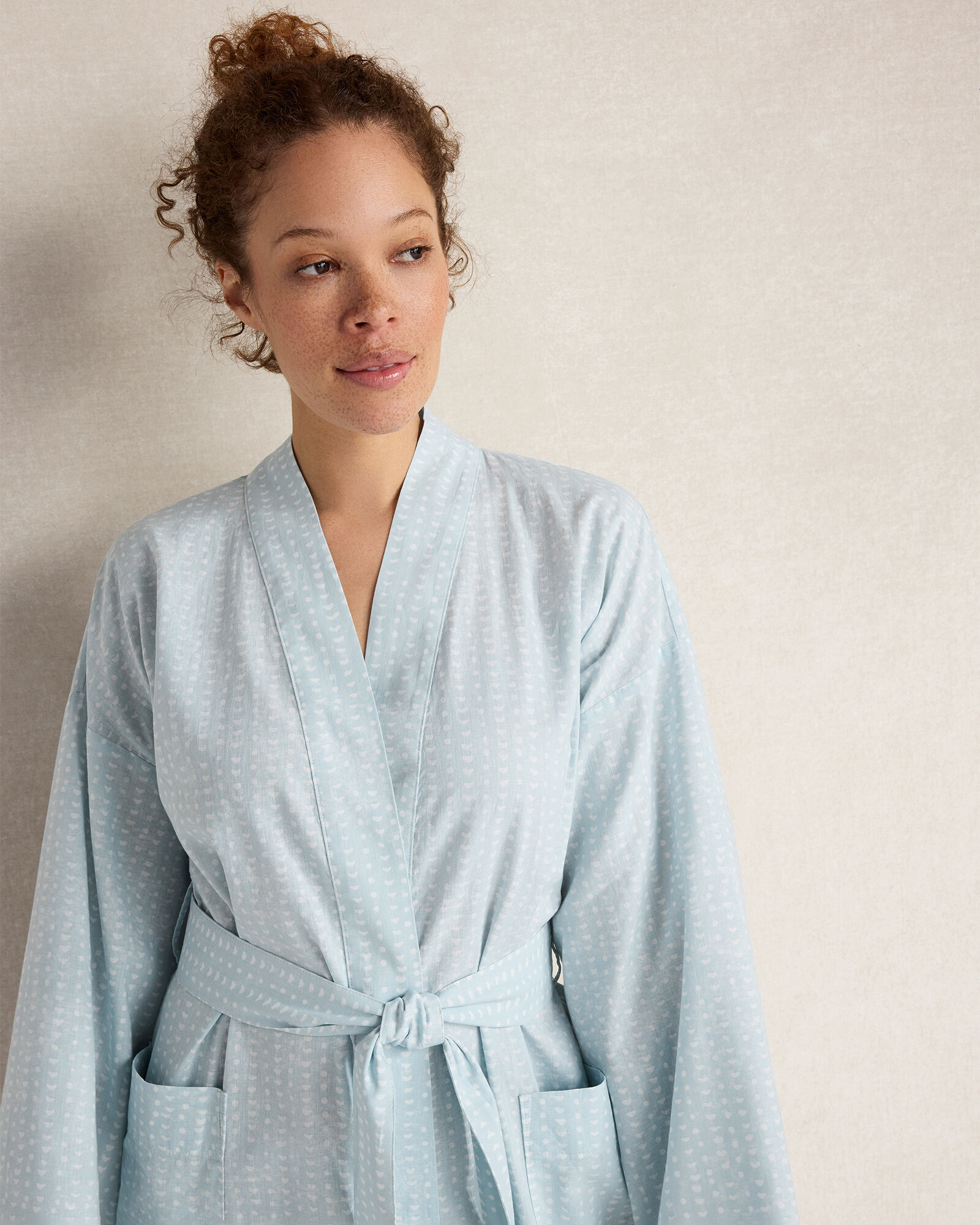 Cotton Linen Faded Dot Robe