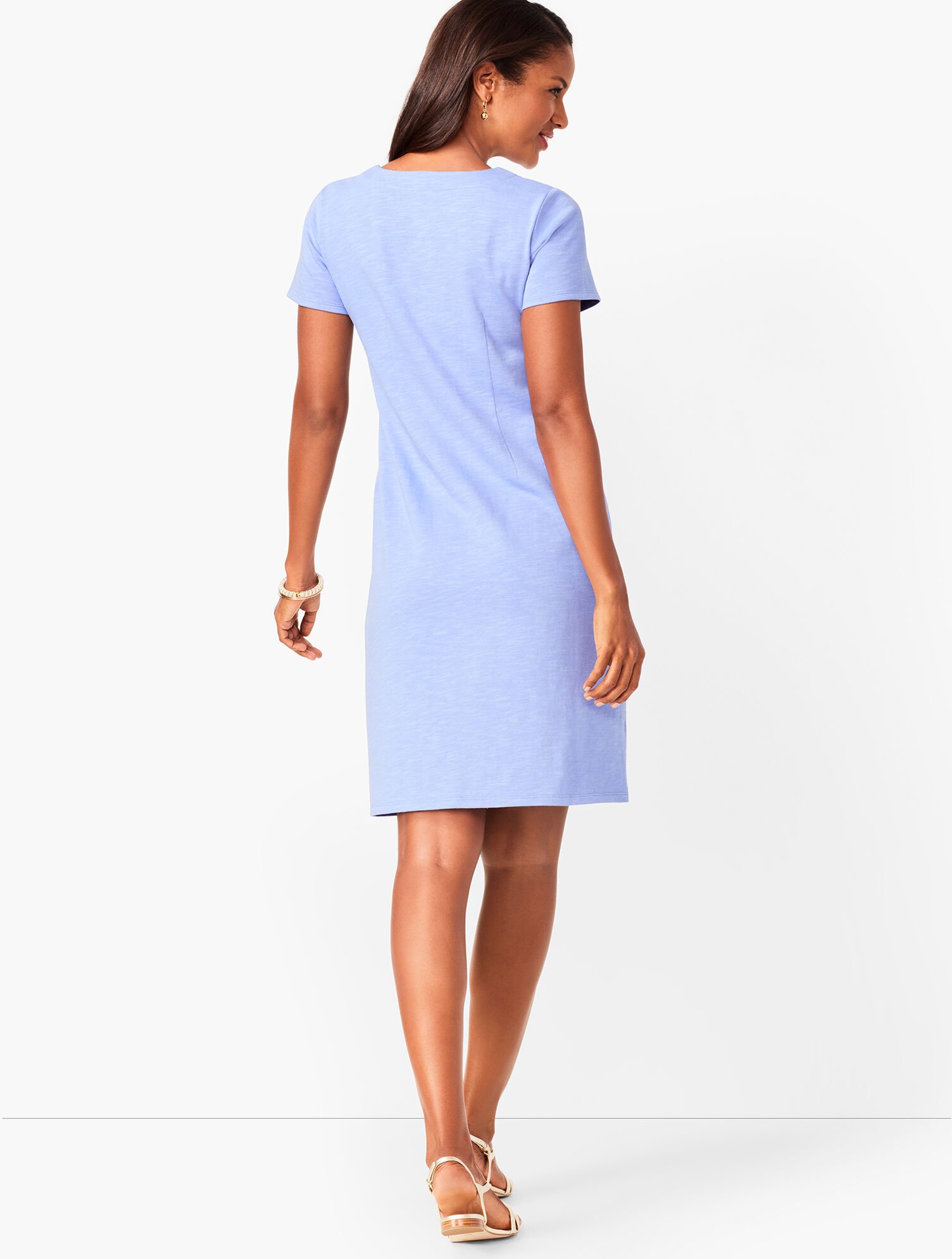 Embroidered Slub Jersey Shift Dress
