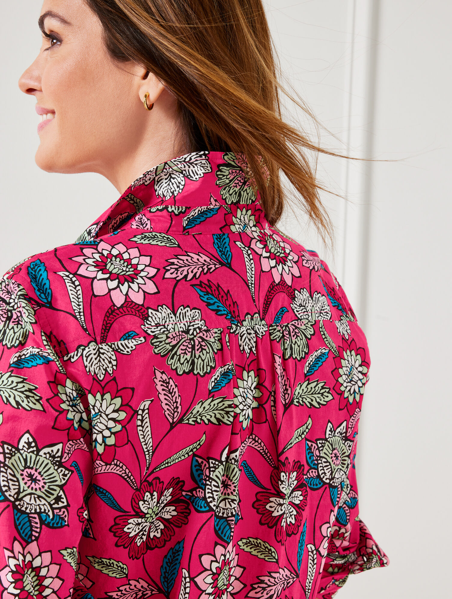 Cotton Button Front Shirt - Beautiful Botanical