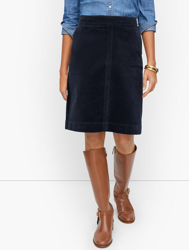 Stretch Corduroy A-Line Skirt