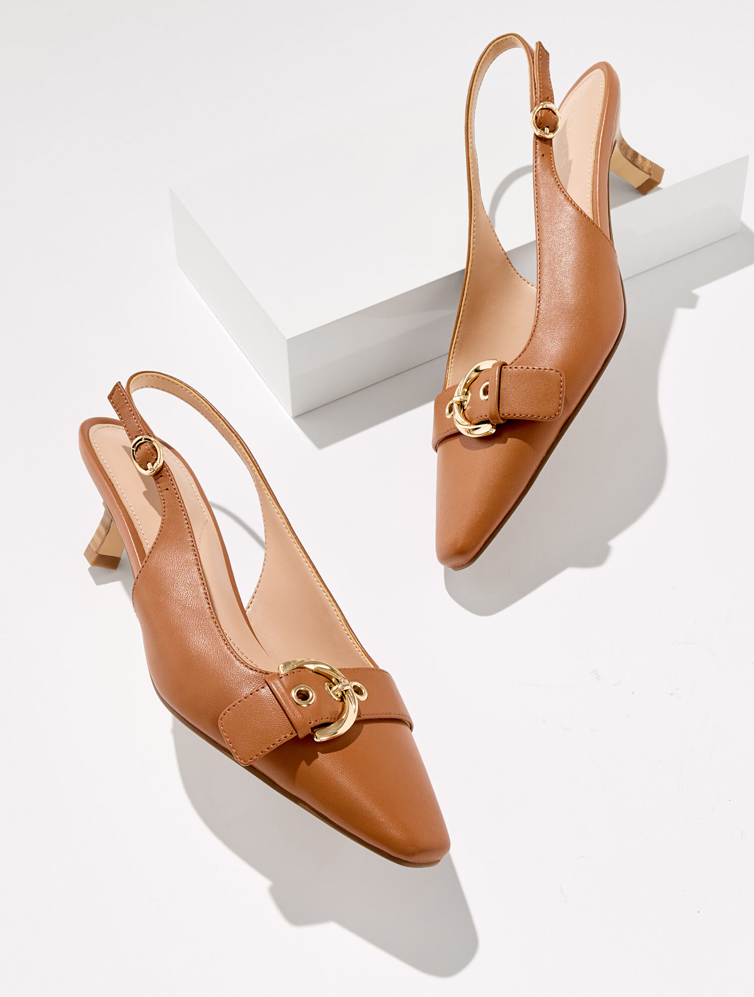 Tabitha Buckle Nappa Slingback Pumps - image 2