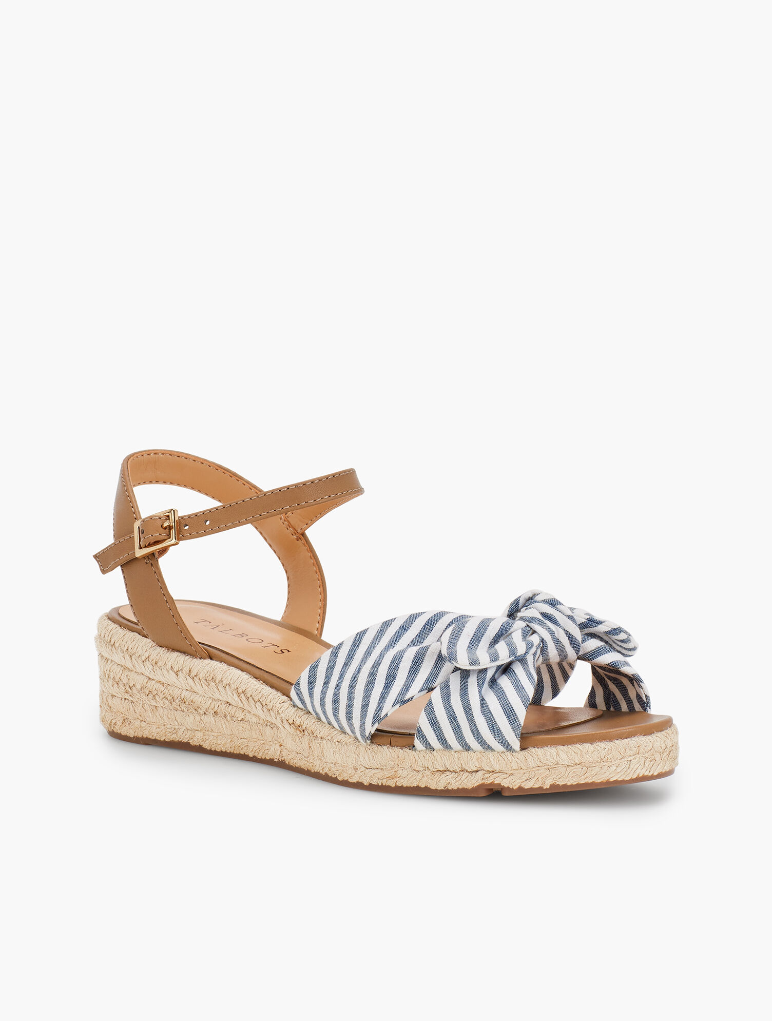 Pamela Knotted Espadrille Wedges - Seersucker