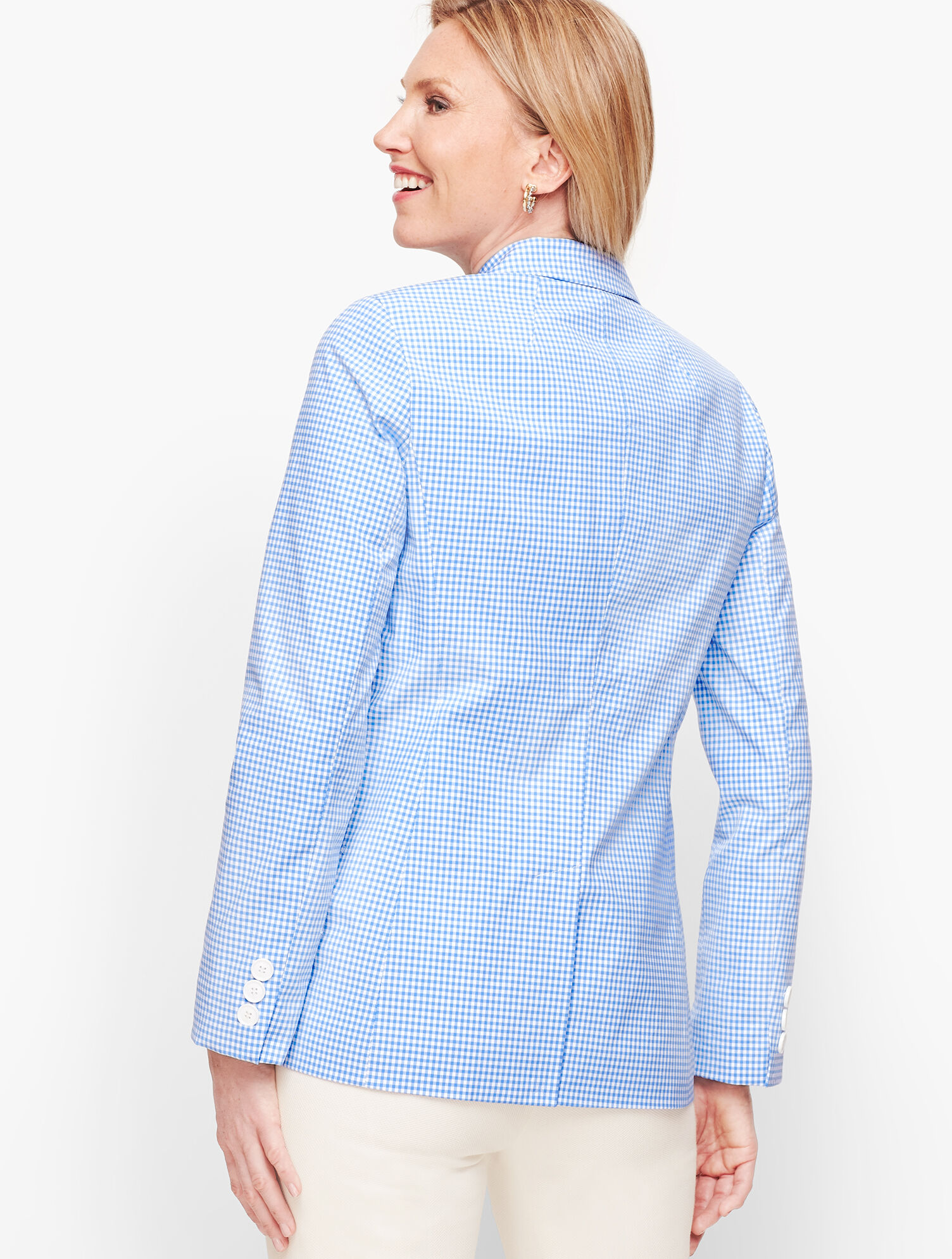 Gingham Single Button Blazer