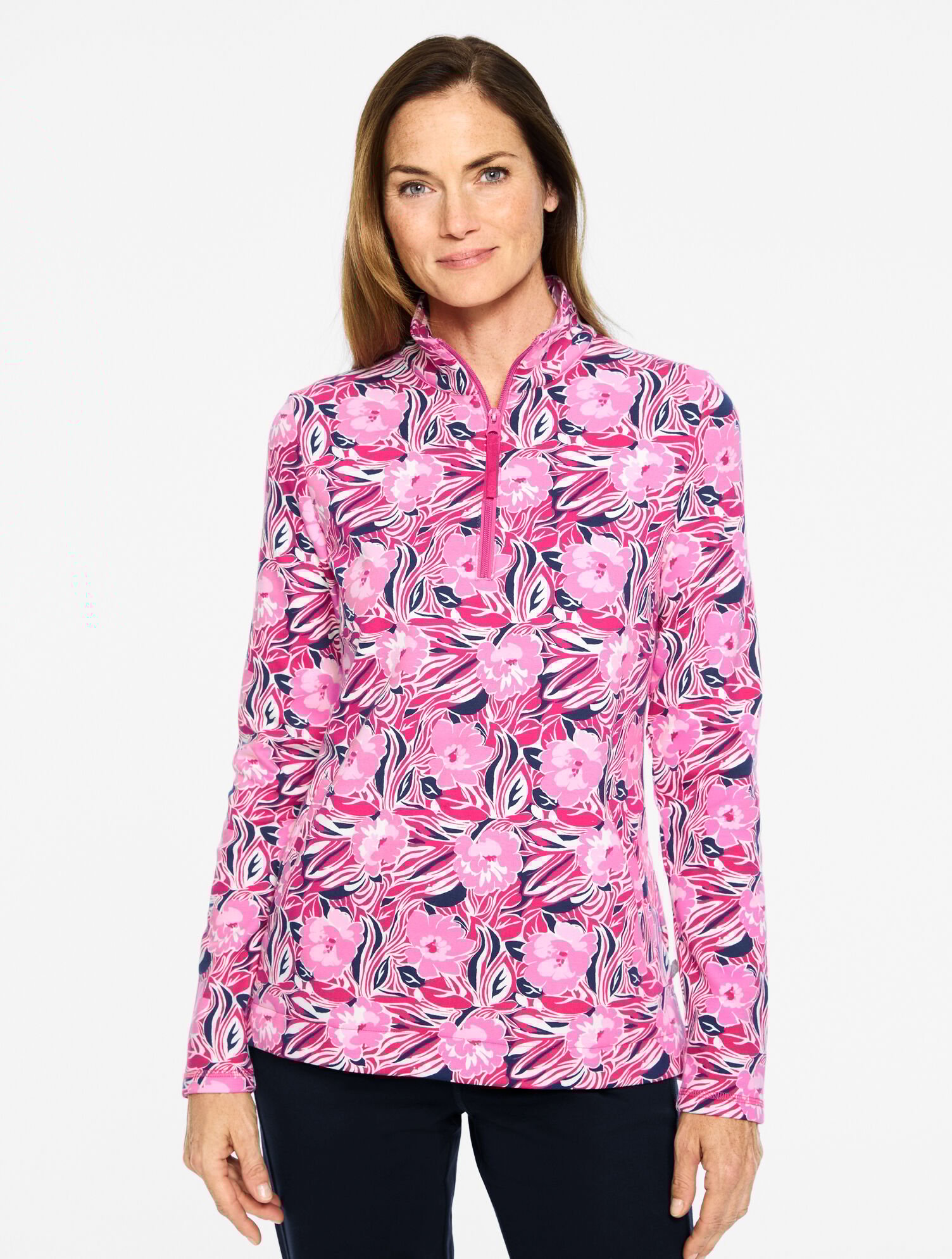 Cozy Cloud Half-Zip Pullover - Dancing Floral