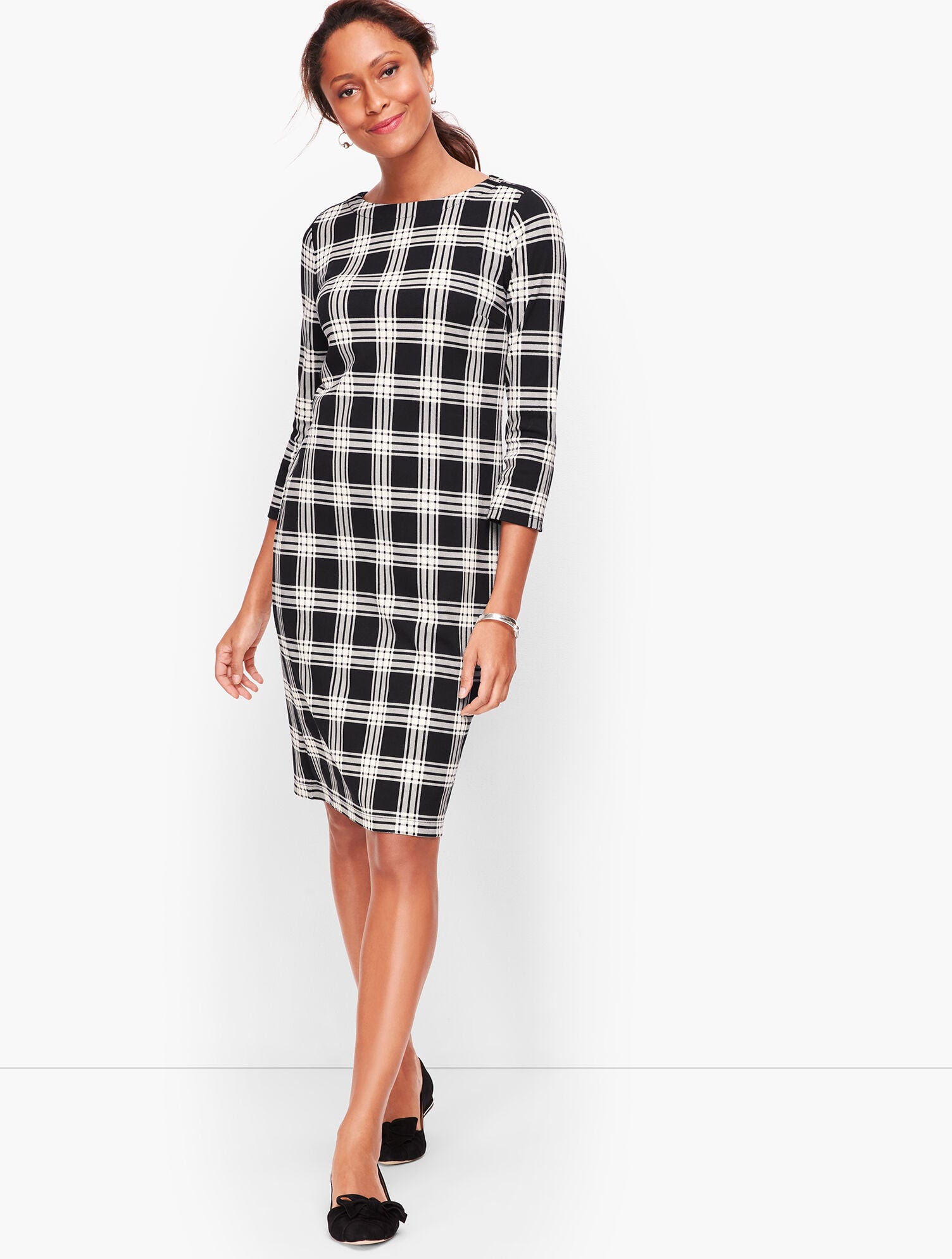 Cotton Buffalo Check Shift Dress | Talbots