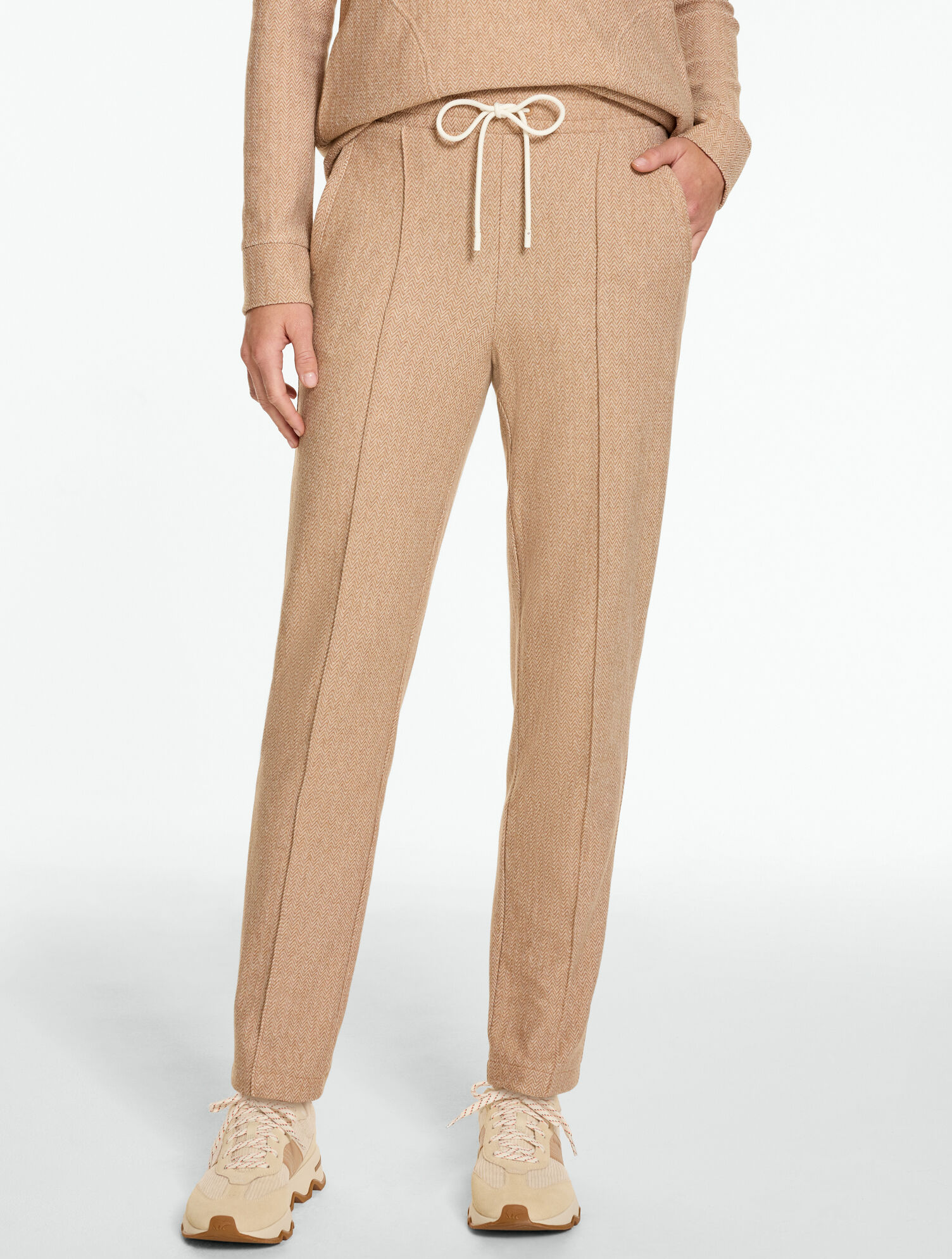 Tapered Leg Pants - Textured Herringbone