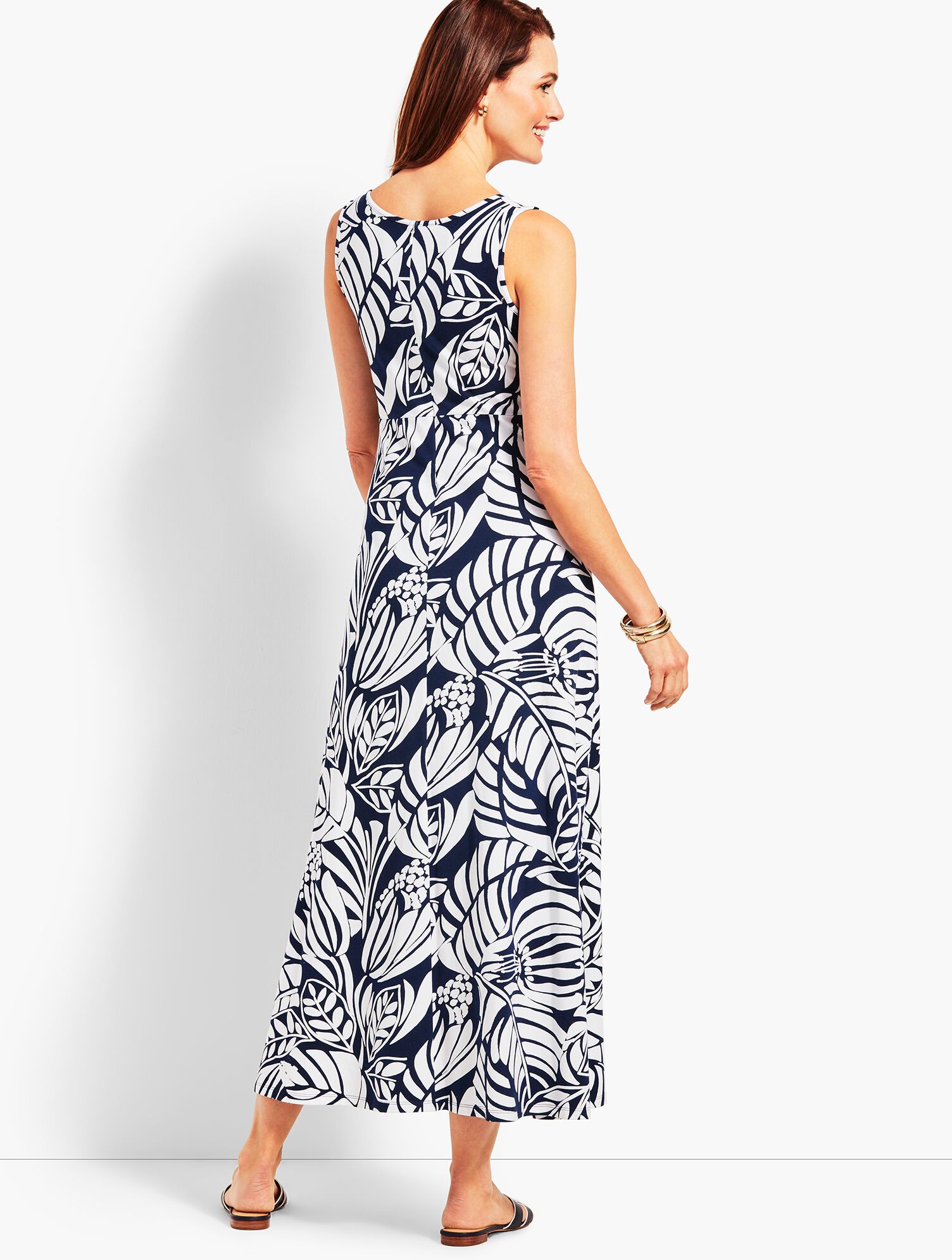 Graphic Botanical Jersey Maxi Dress