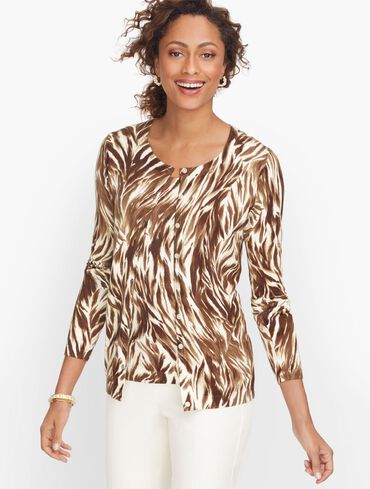 Charming Cardigan - Feathered Waves Print