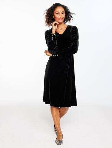 Women's 3/4 Sleeve Velvet Dresses and Skirts | Talbots Women's 3/4 Sleeve Velvet Dresses and Skirts | Talbots