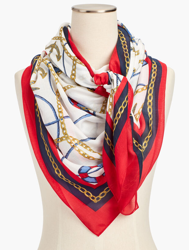 Nautical-Print Square Scarf
