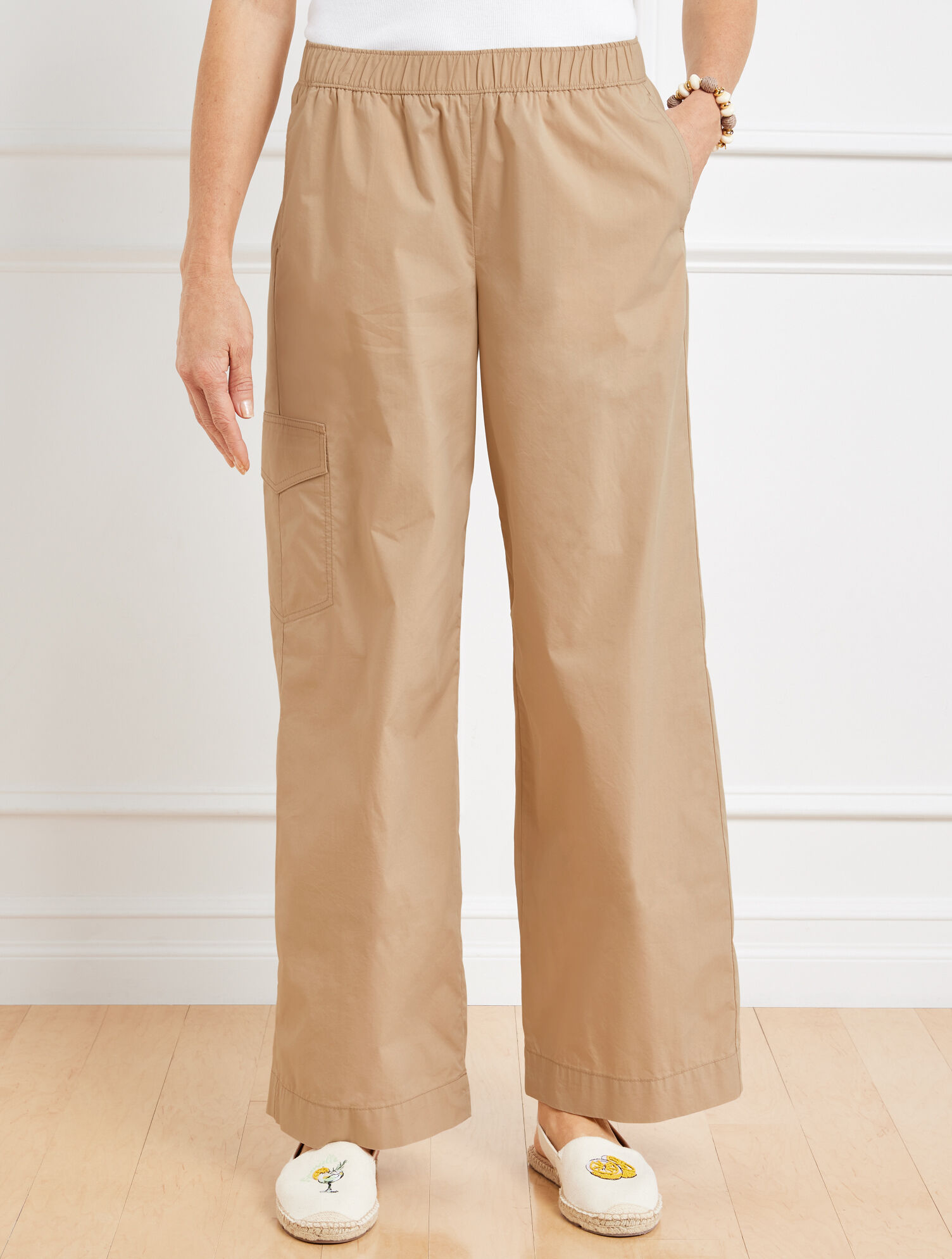 Wide Leg Cargo Poplin Pants | Talbots