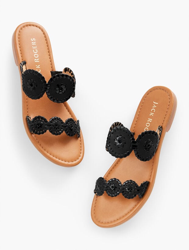 Jack Rogers® Lauren II Leather Sandals - Black | Talbots