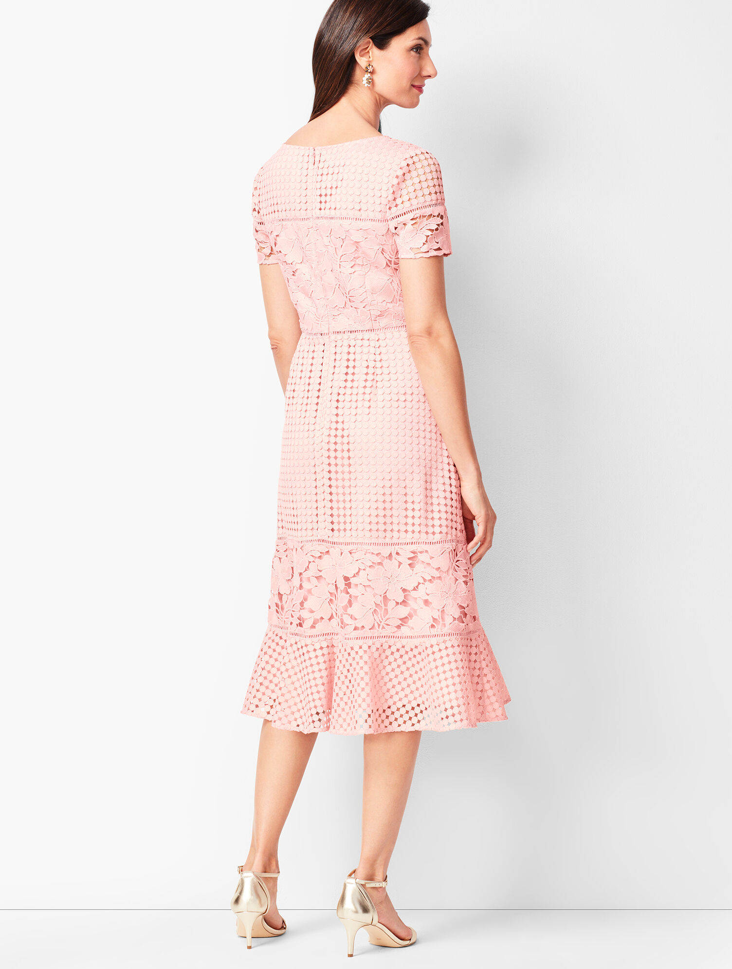 Mixed-Lace Fit &amp; Flare Dress