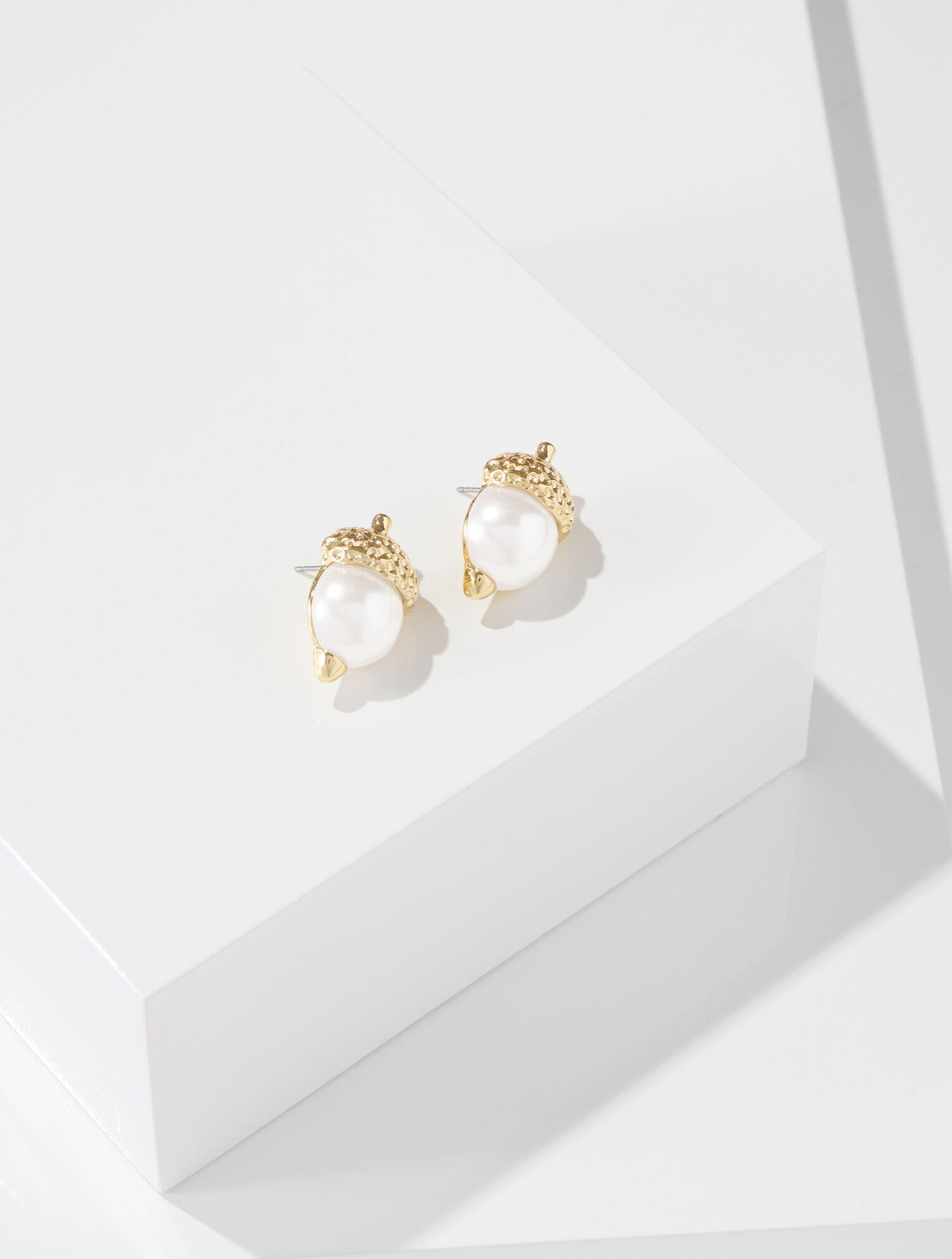 Pearl Acorn Stud Earrings