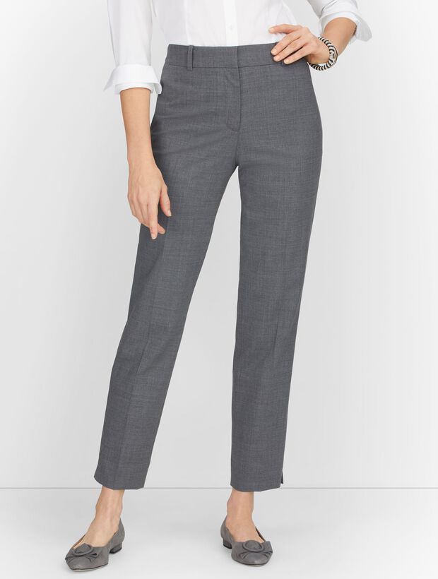 Luxe Wool Slim Ankle Pants - Grey M&eacute;lange