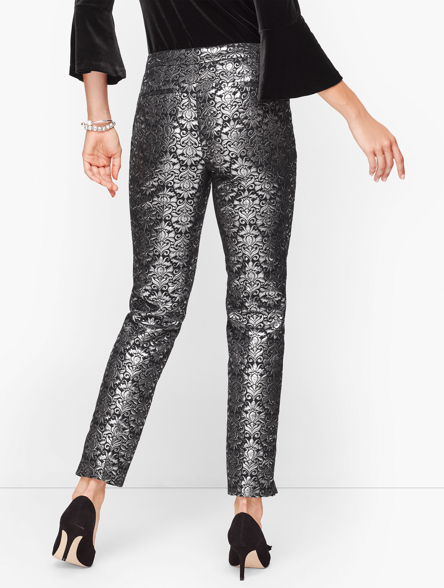 Jacquard Tailored Ankle Pants | Talbots Jacquard Tailored Ankle Pants | Talbots