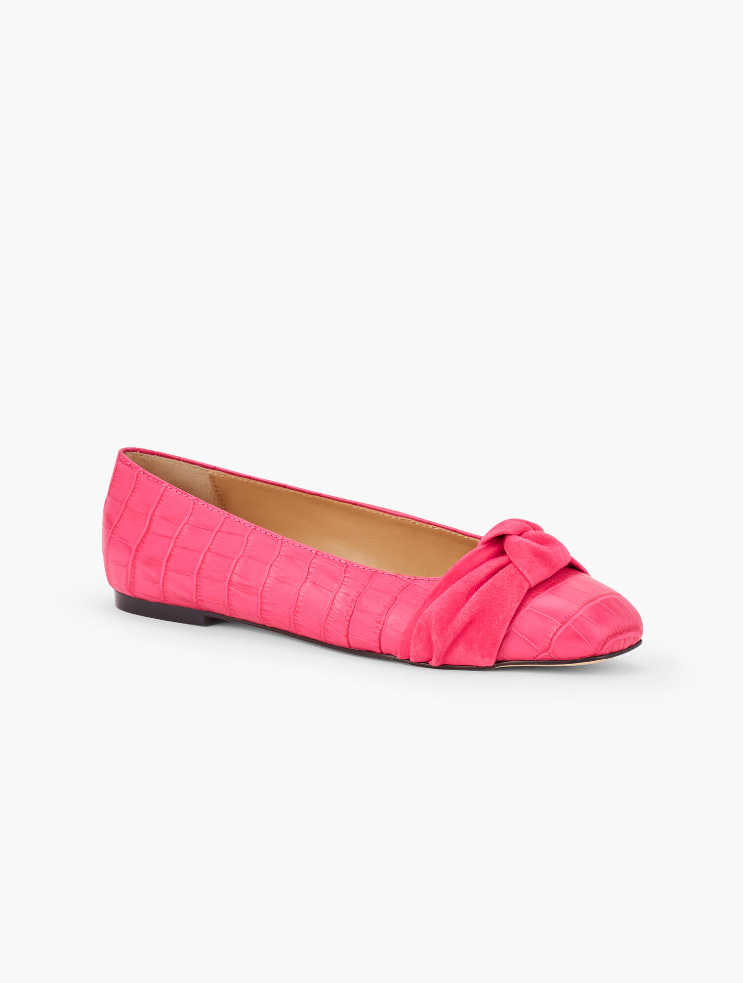 Stella Knot Croc-Embossed Flats