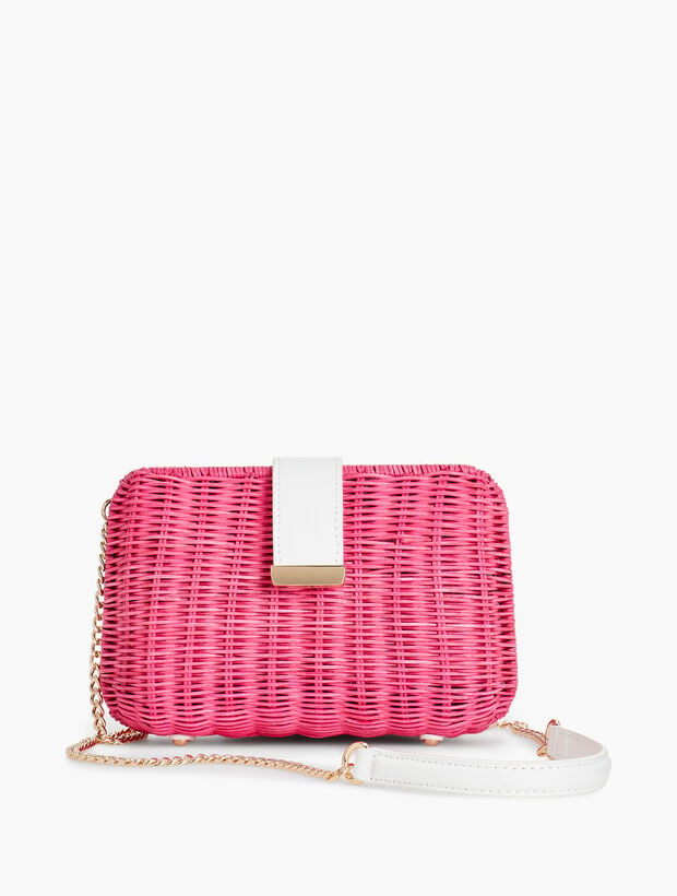 Wicker &amp; Leather Magnetic Clasp Bag