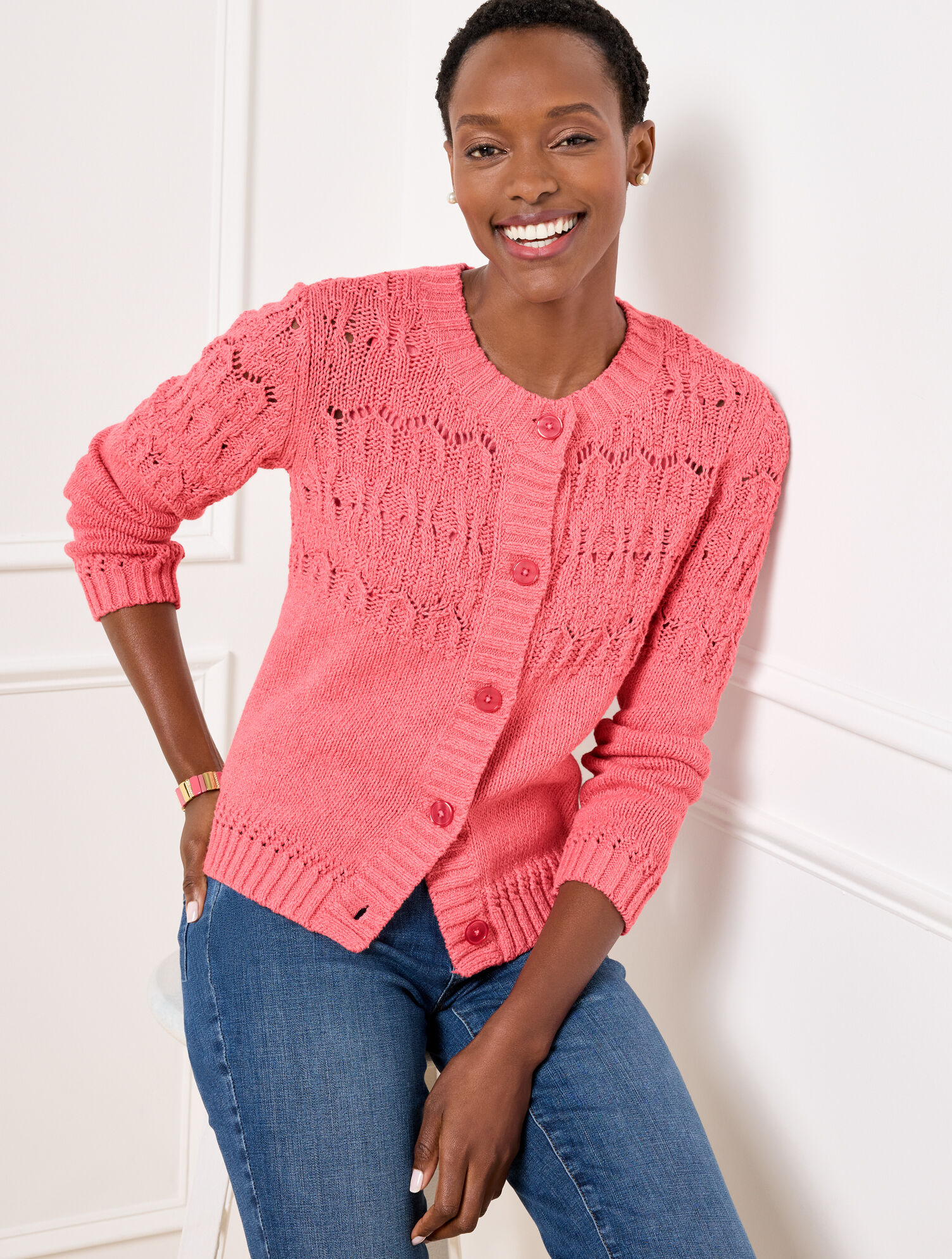 Pointelle Stitch Cardigan - image 2