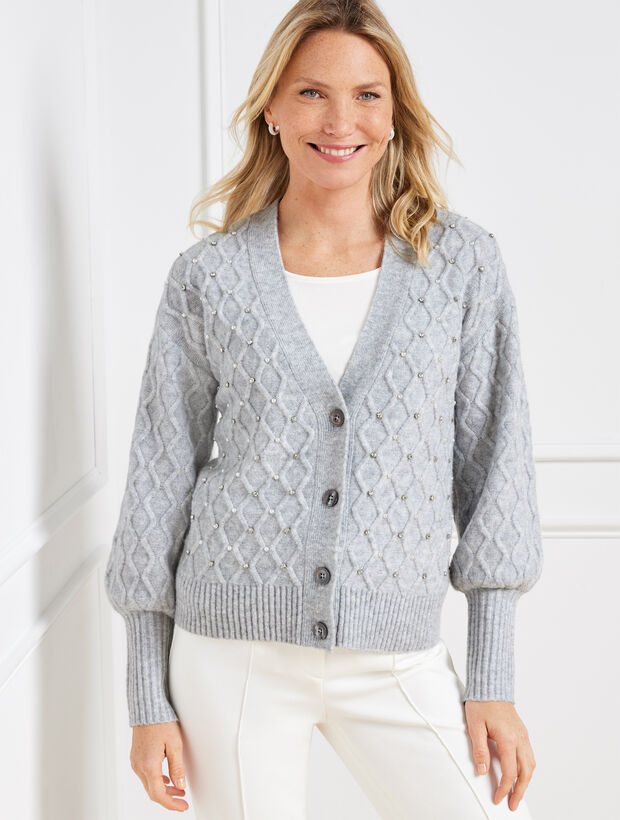 V-Neck Embroidered Cardigan Sweater main image 1
