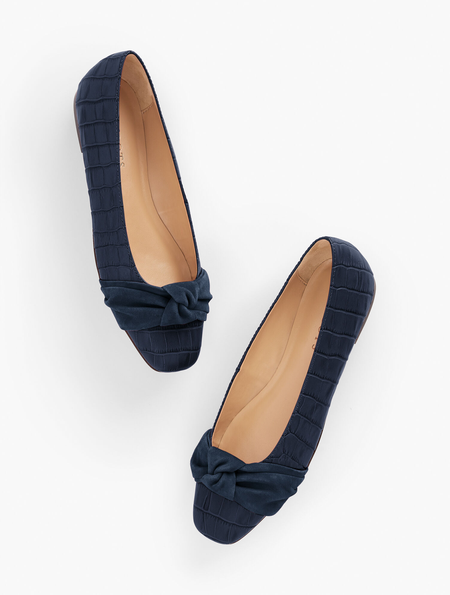 Stella Knot Croc-Embossed Flats