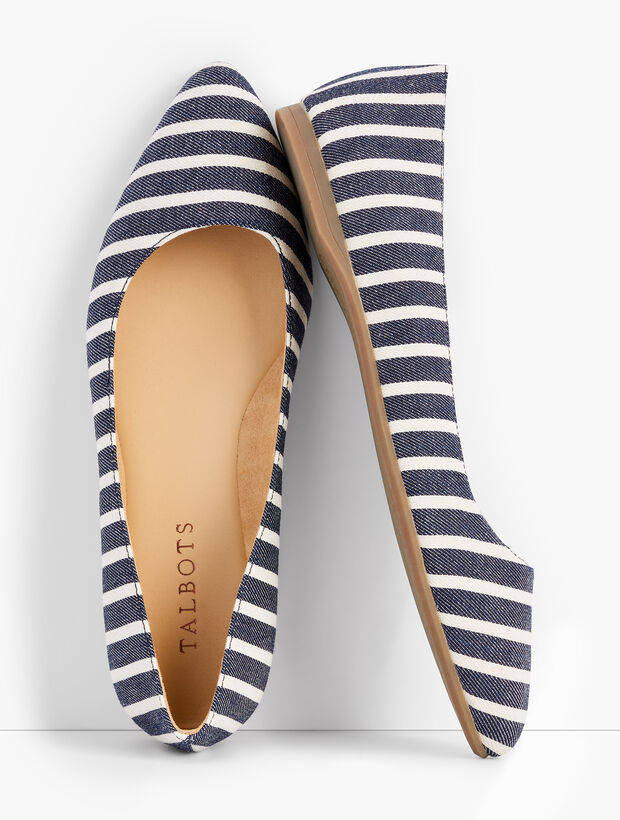 Poppy Pointed-Toe Ballet Flats - Stripe