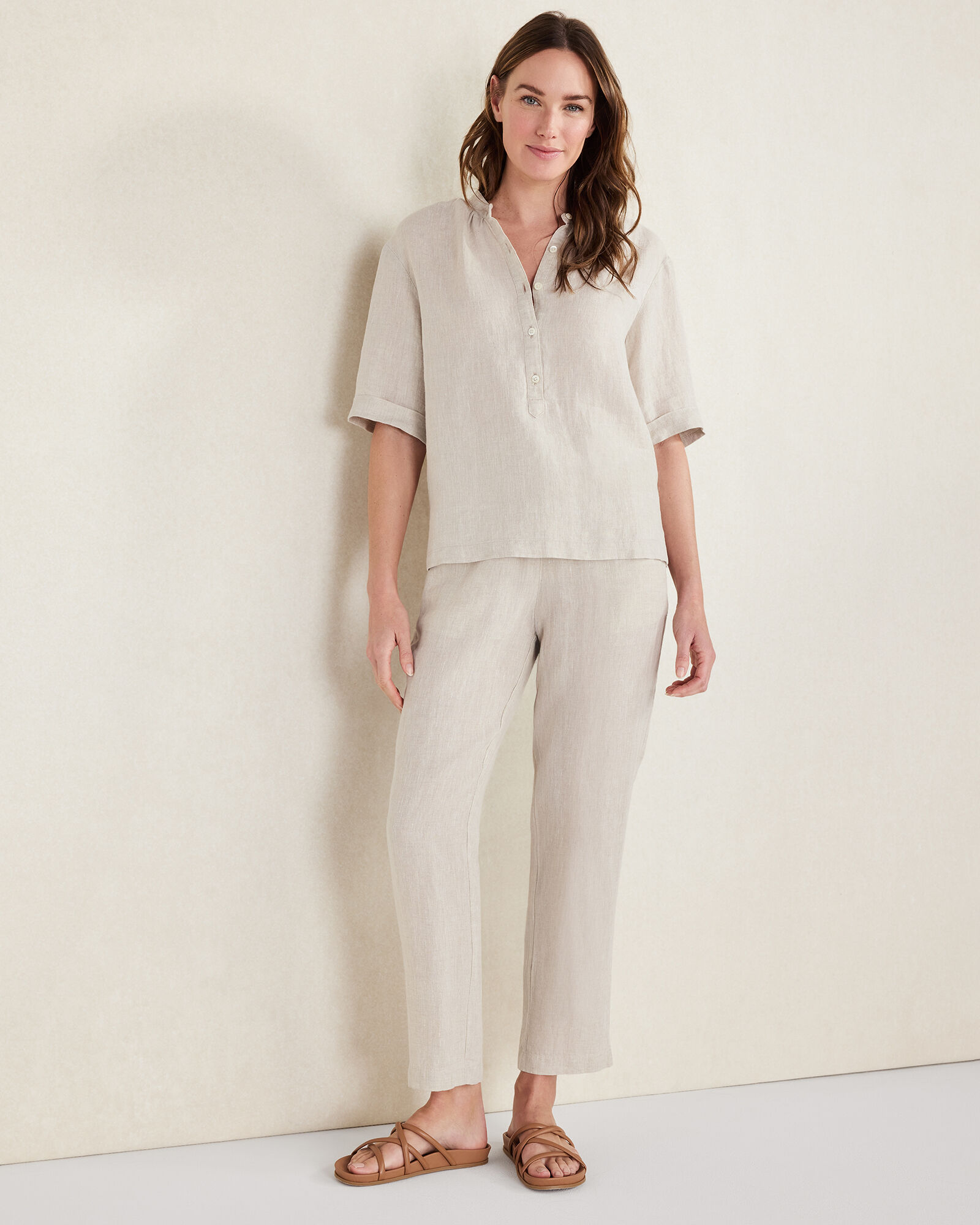 Linen Cuff Sleeve Top