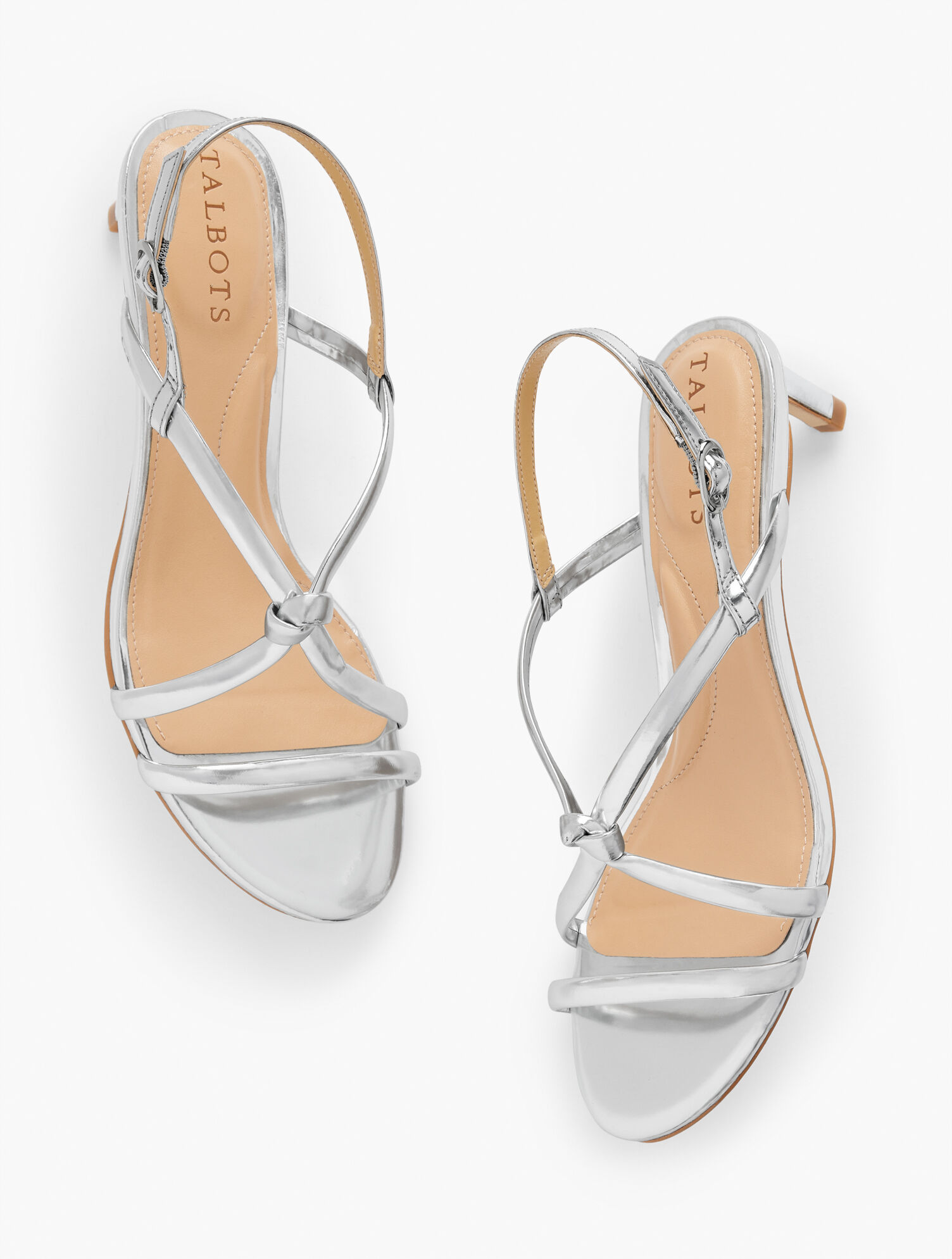 Elena Knot Leather Sandals - Silver Metallic | Talbots