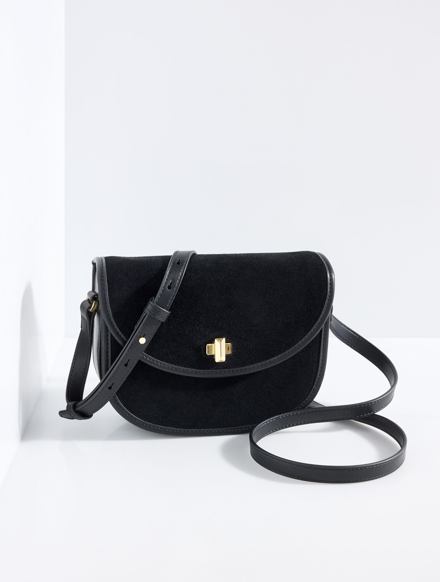 Sierra Suede Polished Saddle Bag