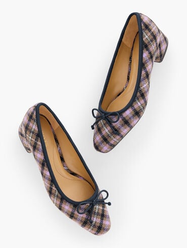 Vanessa Pemberley Plaid Block Heel Pumps