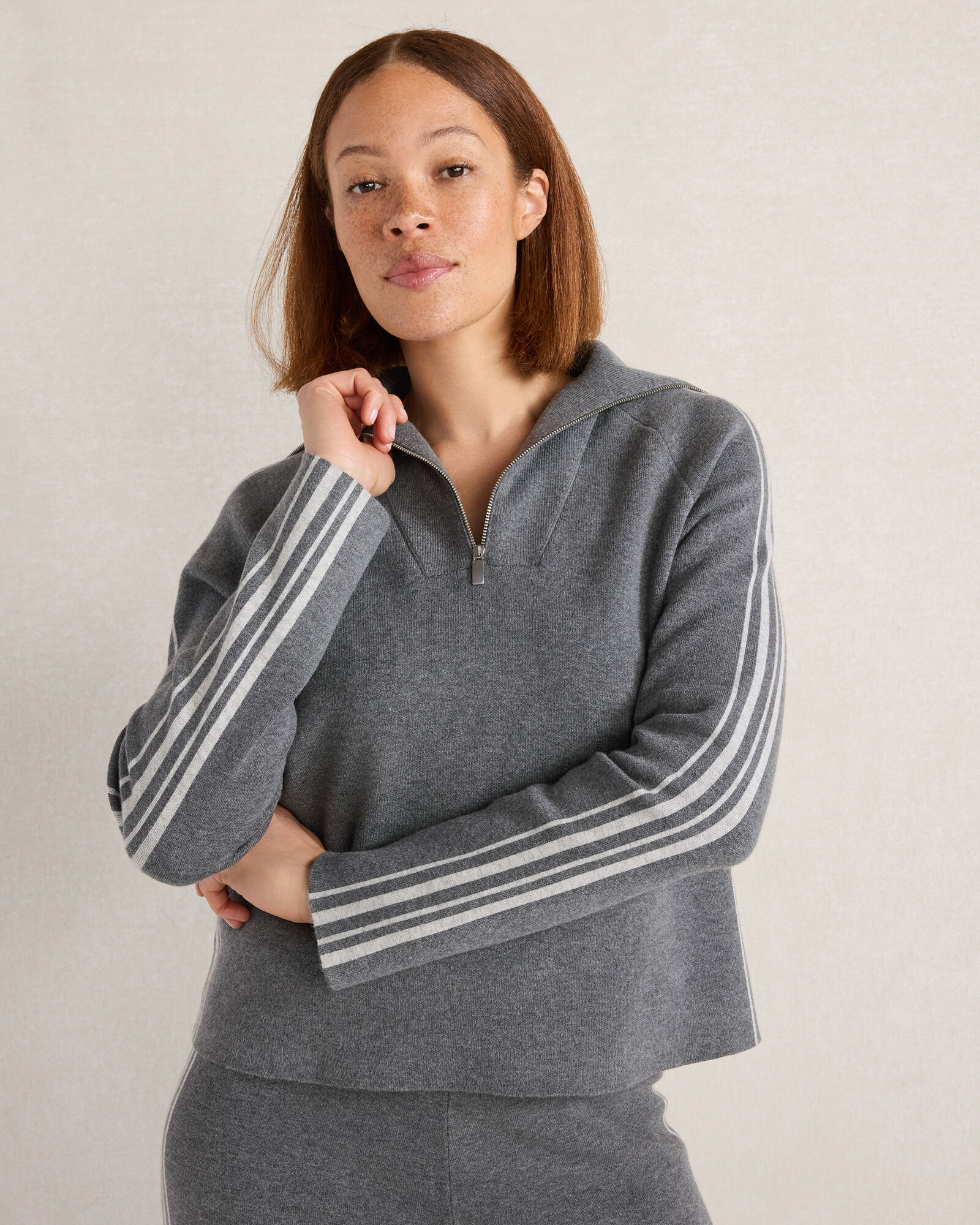 Side Stripe Half-Zip Pullover