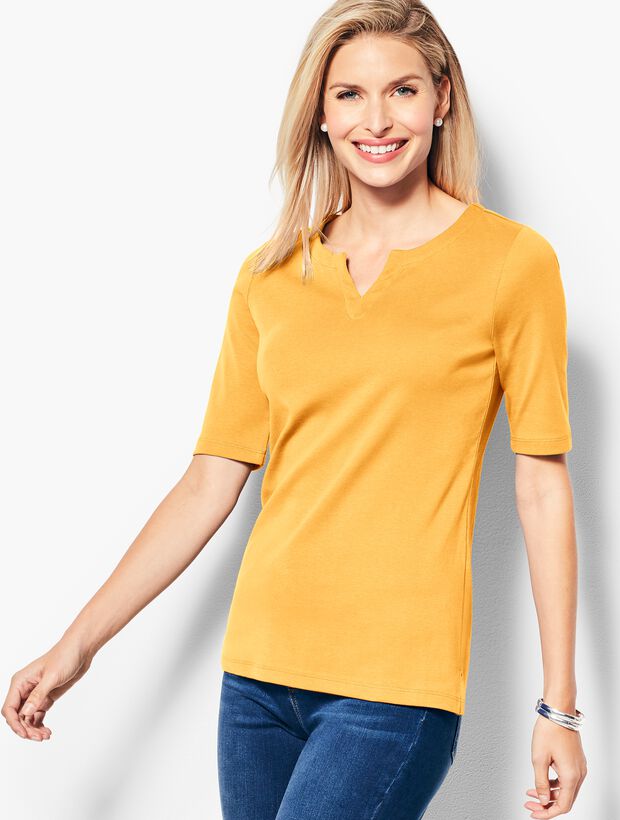 Cotton Split-Neck Tee