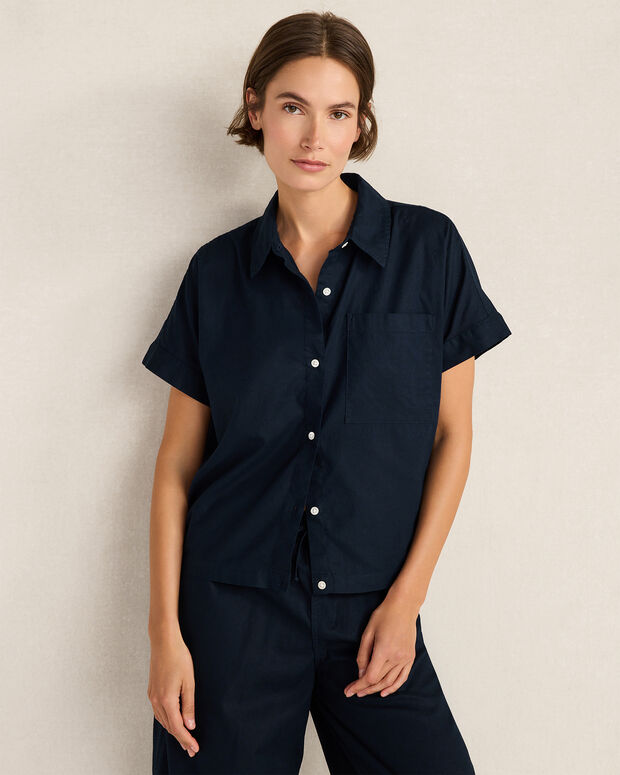 Organic Cotton Linen Button-Down Top