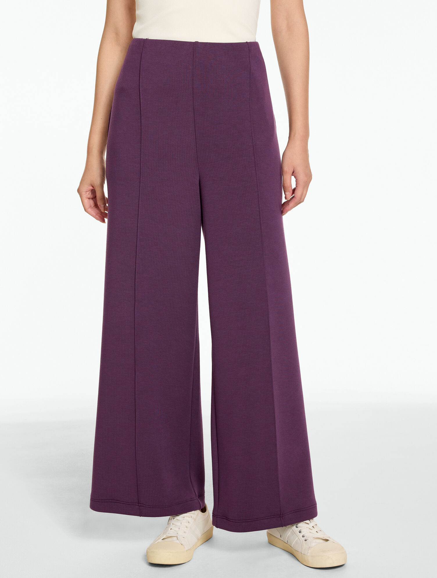 AirKnit Stretch Ribbed High Waist Wide Leg Pants