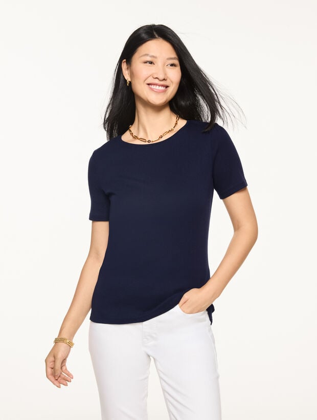 Pima Cotton Crewneck Tee Talbots