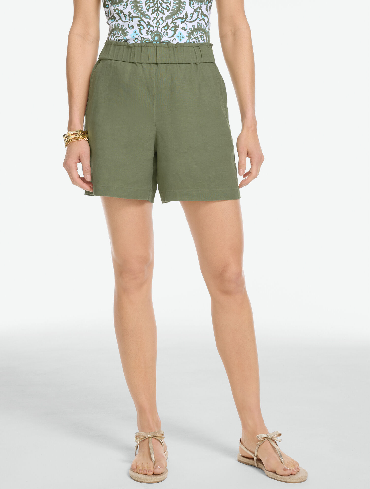 Washed Linen Pull-On Shorts