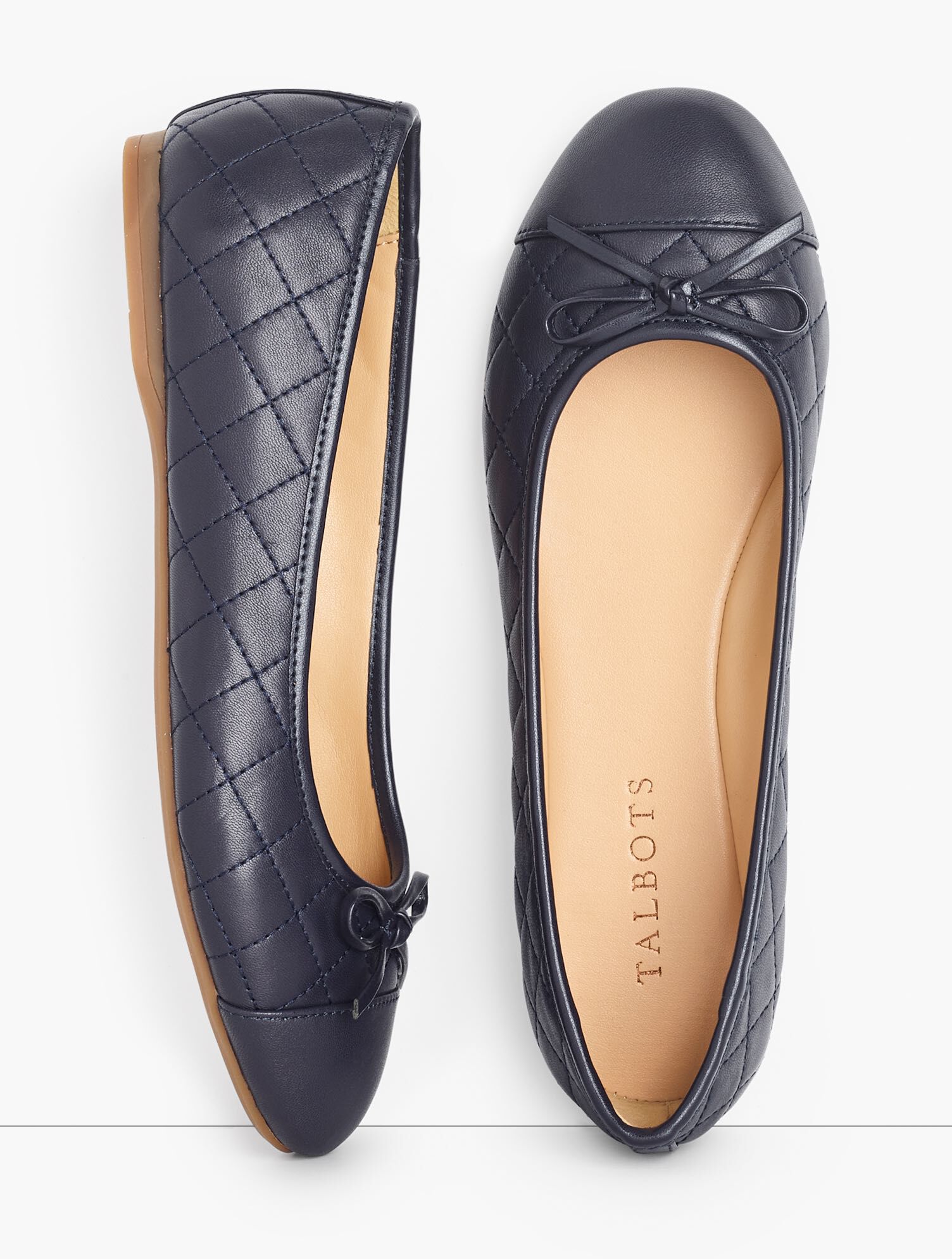 Penelope Cap Toe Ballet Flats - Quilted Nappa | Talbots