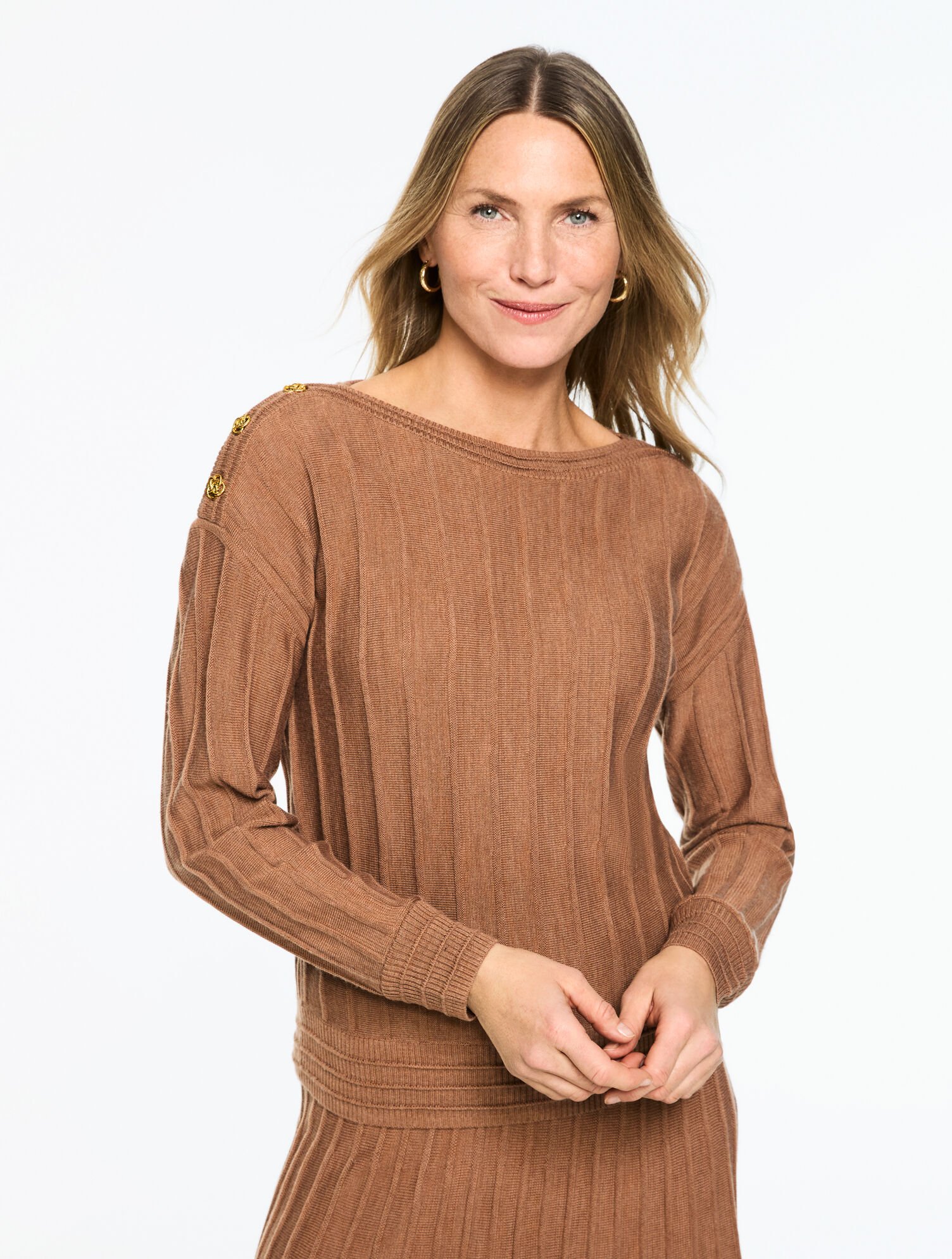 Radiating Rib Boatneck Sweater