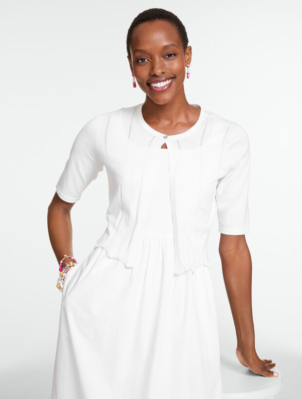 Scalloped Pointelle Shrug