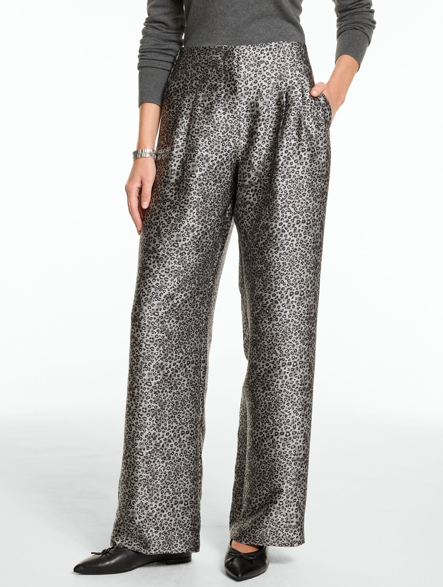 Satin Wide Leg High Waist Pants - Fabulous Leopard