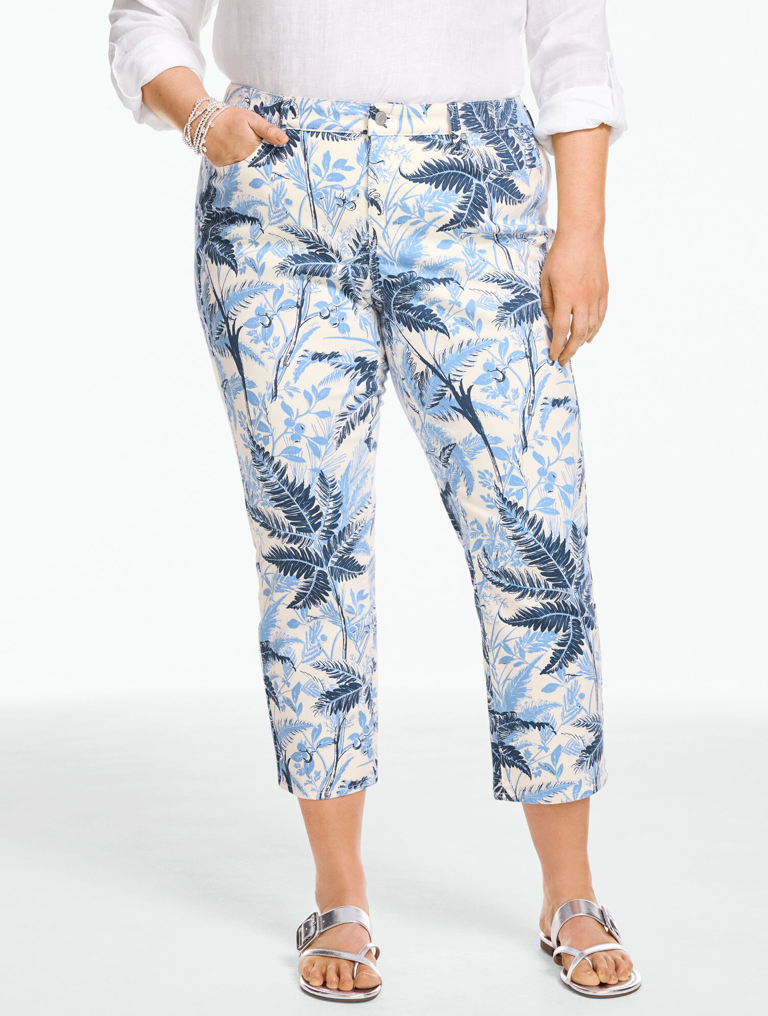 Straight Crop Lightweight Jeans - Jungle Toile