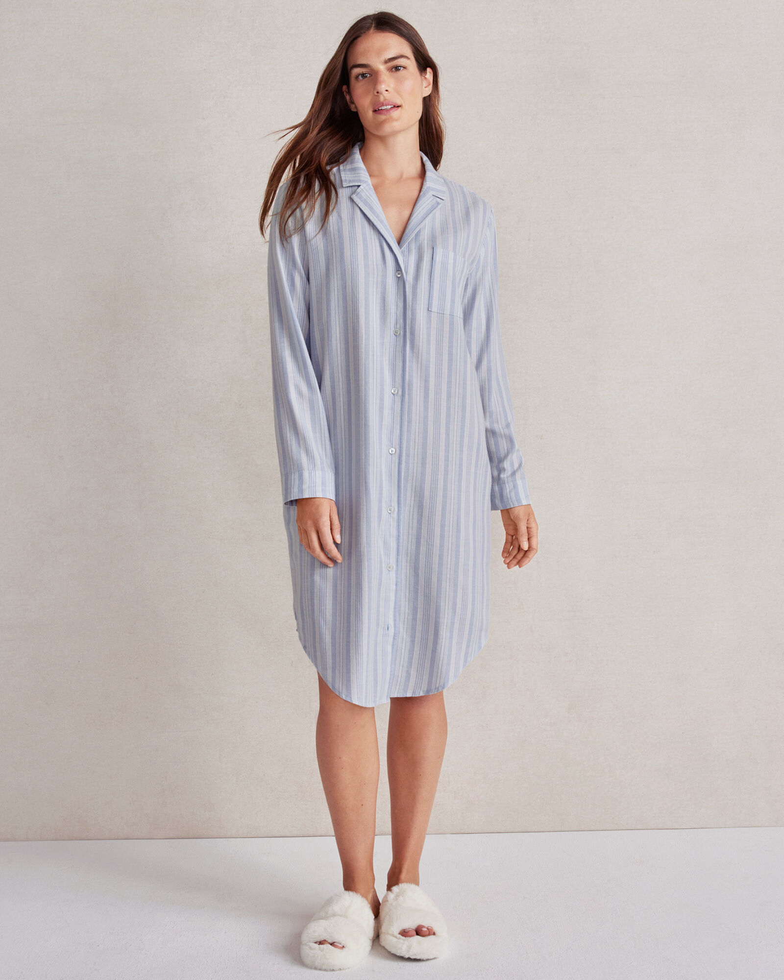ECOVERO™ Flannel Vintage Stripe Sleep Dress | Haven Well Within