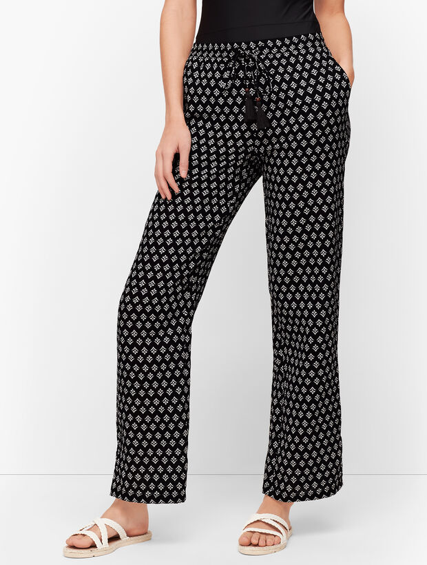 Crinkle Cotton Beach Pants Floral Talbots