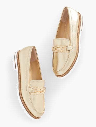 Laura Link Leather Loafers - Metallic