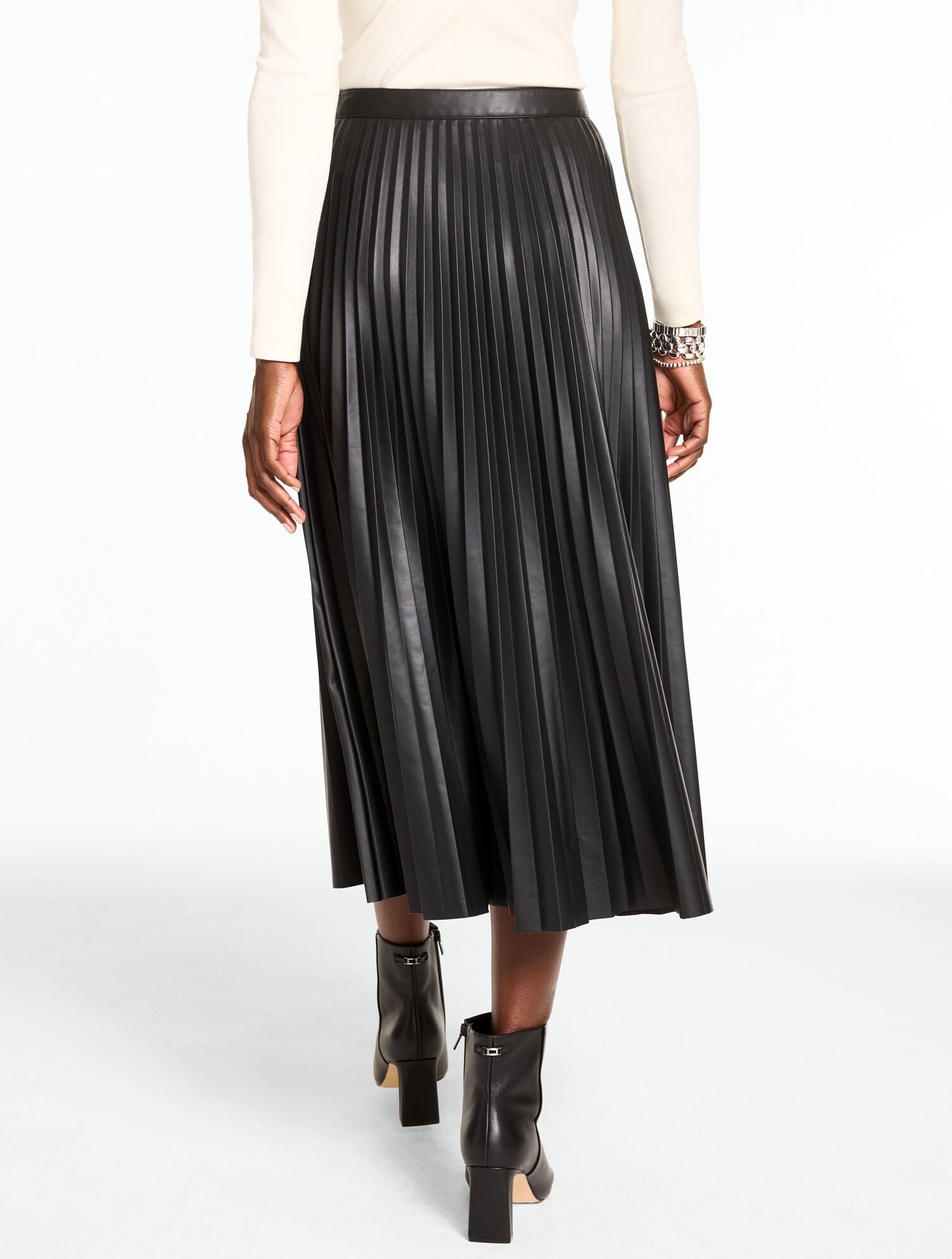 Faux Leather Pleated Skirt 