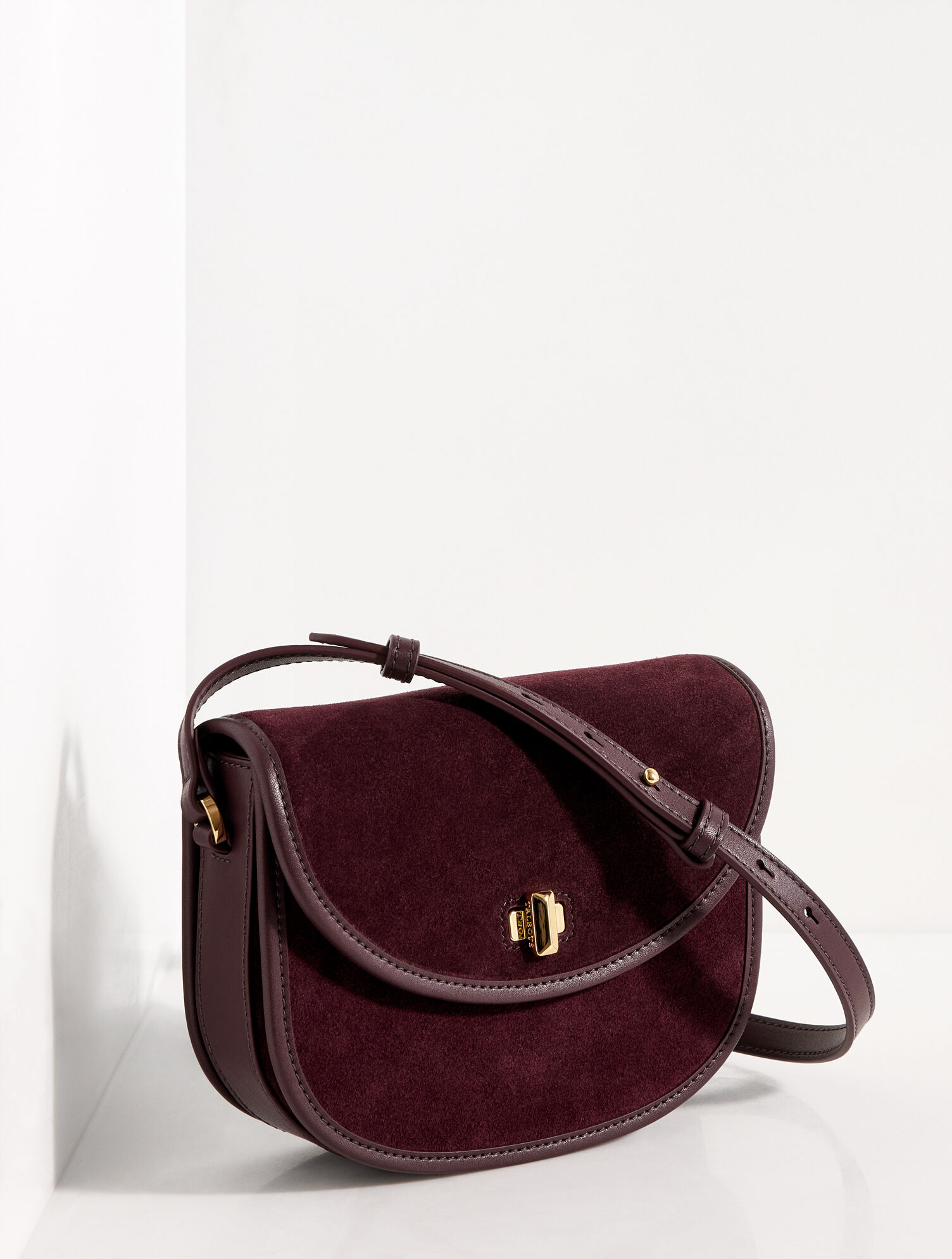 Sierra Suede Polished Saddle Bag