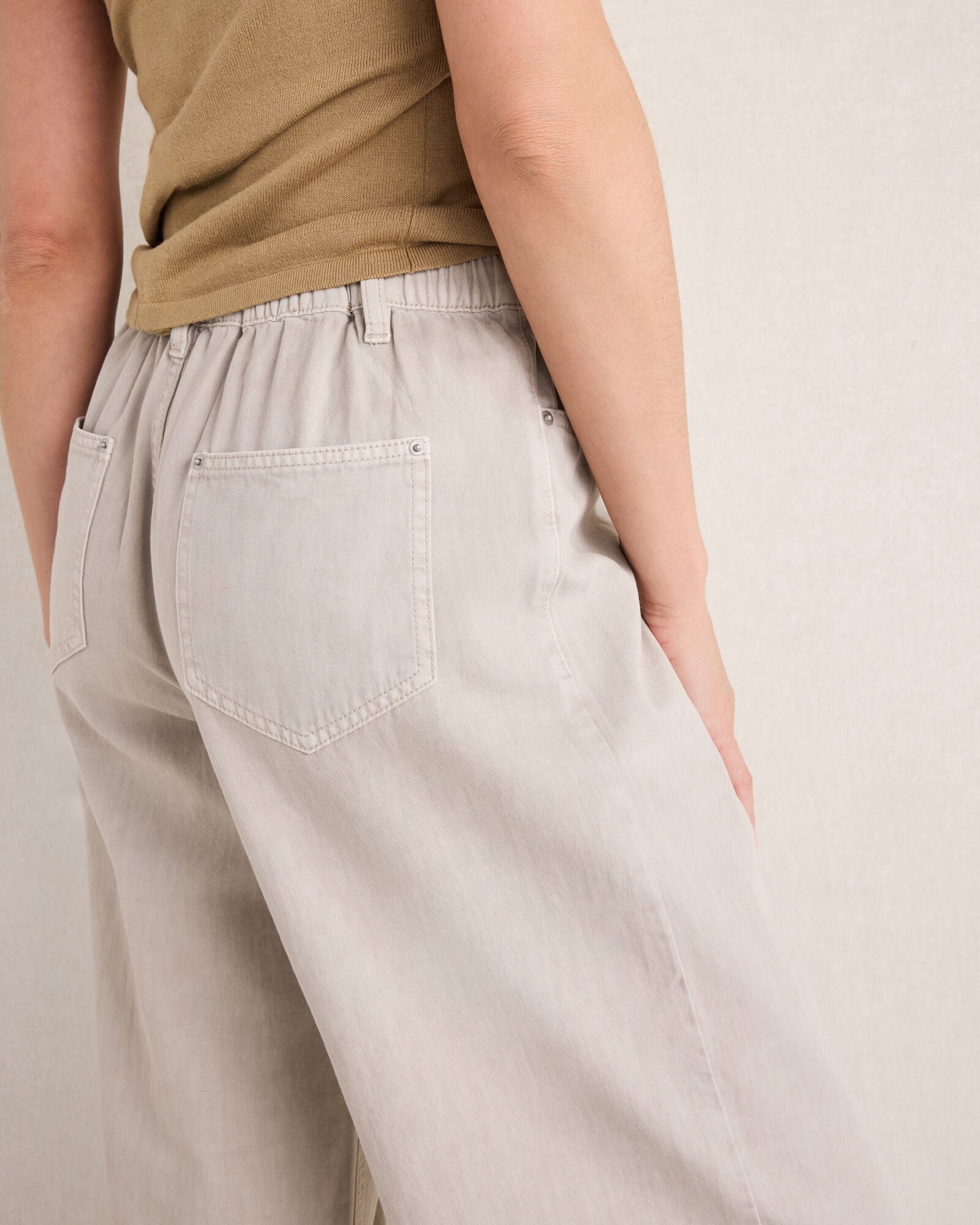 Cotton Denim Ecru Wide Leg Pants | Haven Well Within