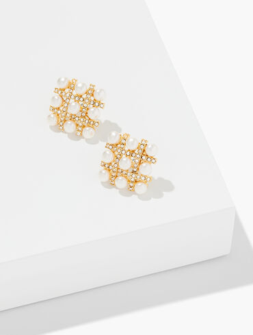 Woven Pearl Stud Earrings