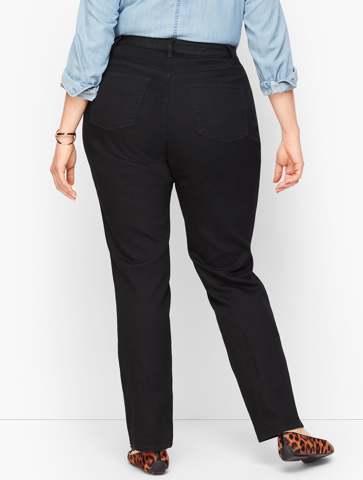 Plus Size High-Waist Straight-Leg Jeans - Black - Curvy Fit