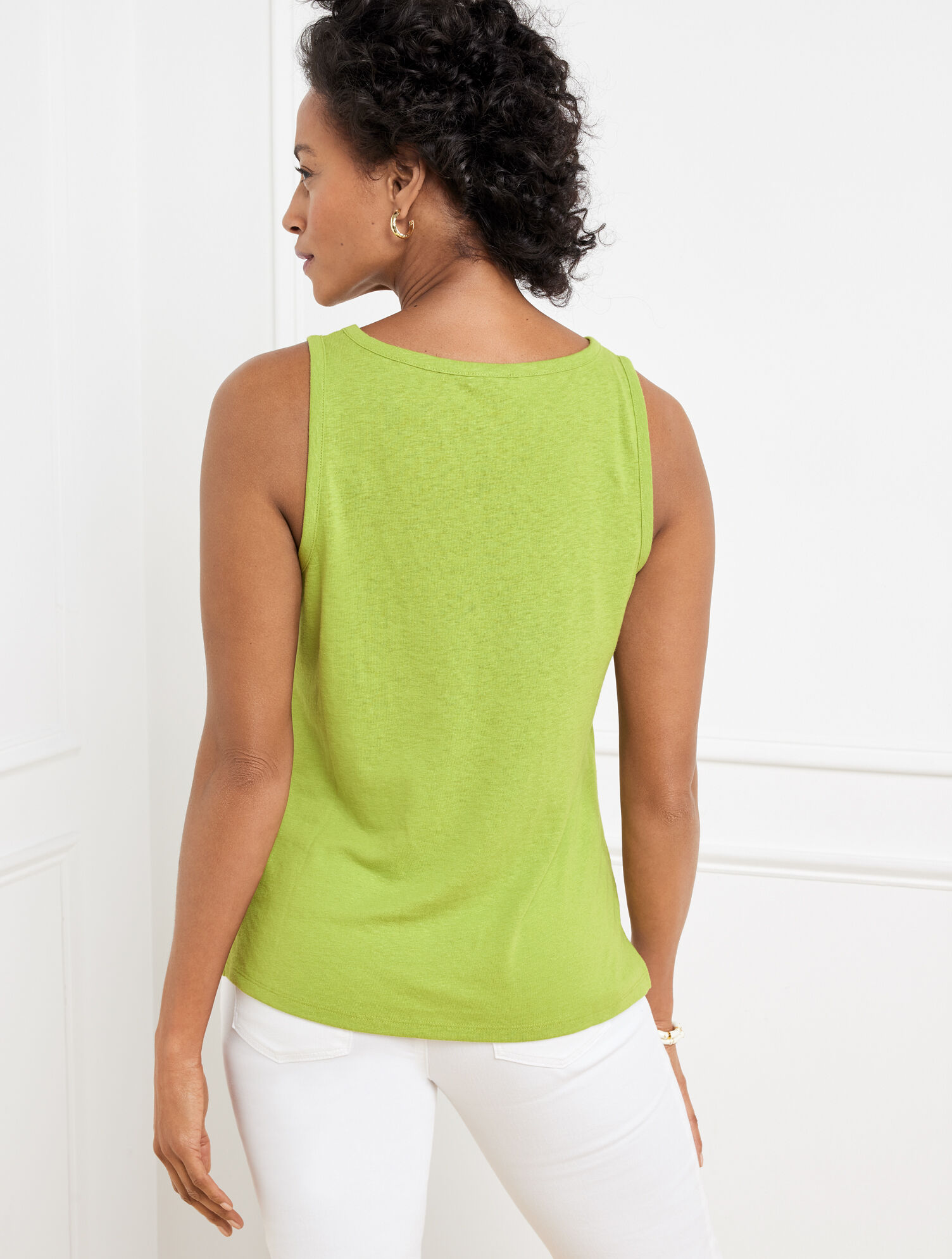 Linen Slub Crewneck Tank | Talbots